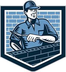 Image showing Brick Layer Mason Masonry Worker Retro