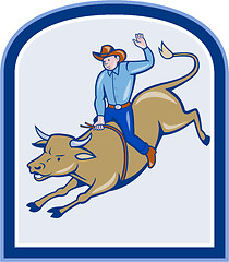 Image showing Rodeo Cowboy Bull Riding Cartoon