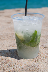 Image showing Mojito coctail on the beach