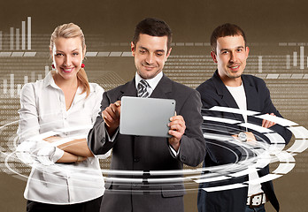 Image showing Business Team With Touch Pad