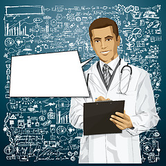 Image showing Vector Doctor Man With Clipboard