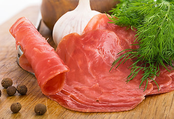 Image showing Still Life with slices of smoked meat