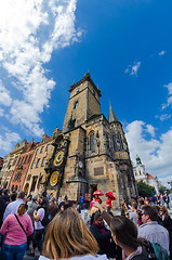 Image showing The famous clock tower of Prague City Hall 