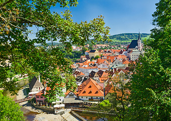 Image showing Krumlov town from castle , Czech