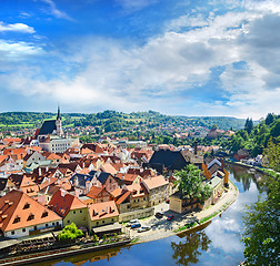 Image showing Krumlov town from castle , Czech