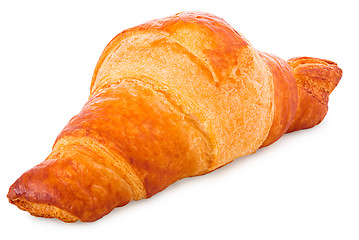 Image showing Gold-brown baked croissant in front of a white background 