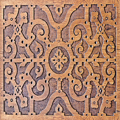 Image showing wood carving, antique skillful pattern