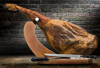 Image showing Iberian ham isolated