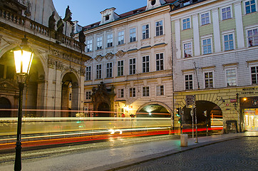 Image showing tram at night in Prague