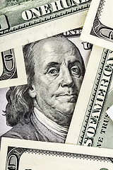 Image showing Close-up of Benjamin Franklin Portrait on One Hundred Dollar Bil