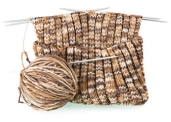 Image showing knitting pattern with a ball of yarn and needles