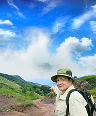 Image showing tourist on a country road