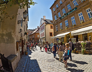 Image showing At the old streets of Czech Krumlov, Czech Republic