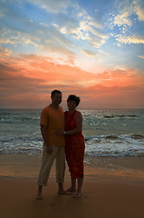 Image showing couple on the beach at sunset