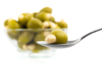 Image showing olive fruit close up on white background