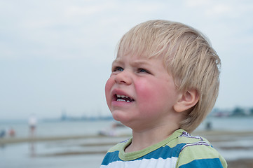 Image showing Portrait of boy in striped t-hirt