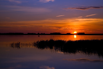Image showing Sunset lake landscape