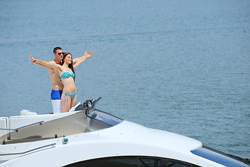 Image showing young couple on yacht