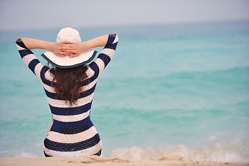 Image showing Happy Beautiful Woman Enjoying Summer Vacation