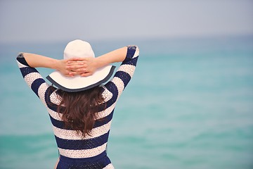 Image showing Happy Beautiful Woman Enjoying Summer Vacation