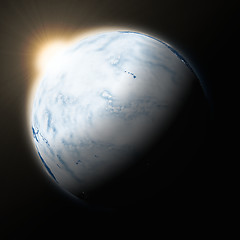 Image showing Sun over Pacific Ocean on planet Earth