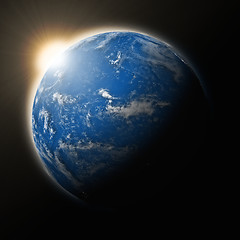 Image showing Sun over Pacific Ocean on planet Earth