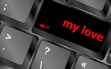 Image showing my love on key or keyboard showing internet dating concept