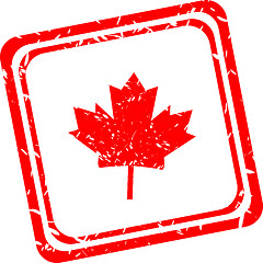 Image showing Stylized maple leaf. red web stamp icon