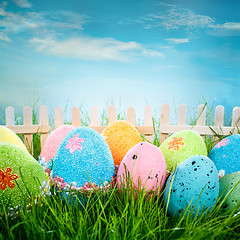 Image showing Decorated easter eggs