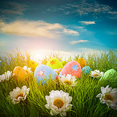 Image showing Decorated easter eggs