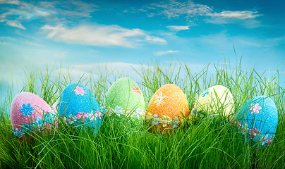 Image showing Decorated easter eggs