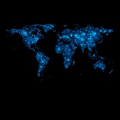 Image showing Abstract shiny lights vector world map