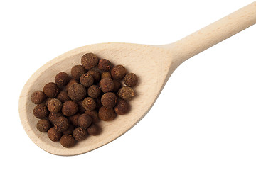 Image showing Allspice on wooden spoon