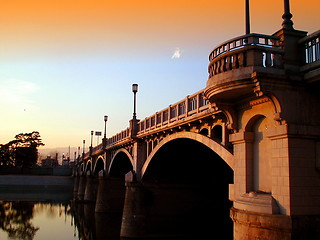 Image showing sunshine on a bridge
