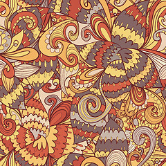 Image showing Seamless wave hand-drawn pattern, waves background