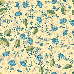 Image showing Seamless pattern with cornflowers flowers