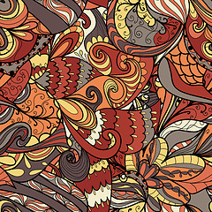 Image showing Seamless wave hand-drawn pattern, waves background