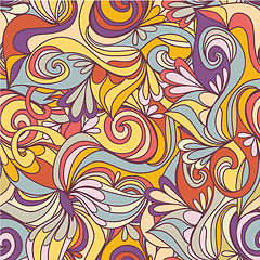 Image showing Seamless wave hand-drawn pattern, waves background