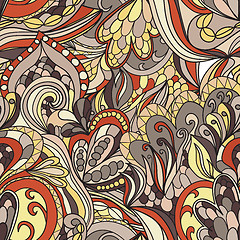 Image showing Seamless wave hand-drawn pattern, waves background