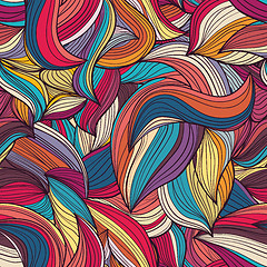 Image showing Seamless wave hand-drawn pattern, waves background
