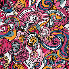 Image showing Seamless wave hand-drawn pattern, waves background