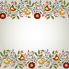 Image showing Frame for your design with birds and flowers