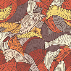 Image showing Seamless wave hand-drawn pattern, waves background