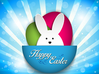 Image showing Happy Easter Rabbit Bunny on Blue Background