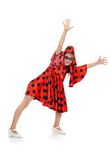 Image showing teen girl dancing in a red polka-dot dress
