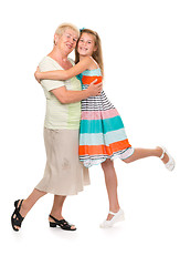 Image showing Grandmother with her granddaughter in the studio