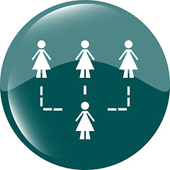 Image showing icon button with network of woman inside, isolated on white