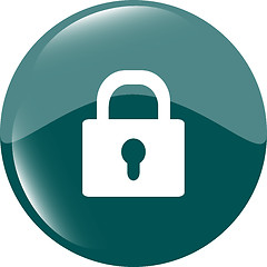 Image showing Closed lock glossy button isolated over white background