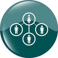 Image showing icon button with network of woman inside, isolated on white