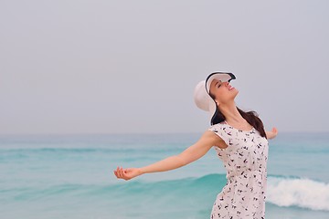 Image showing Happy Beautiful Woman Enjoying Summer Vacation